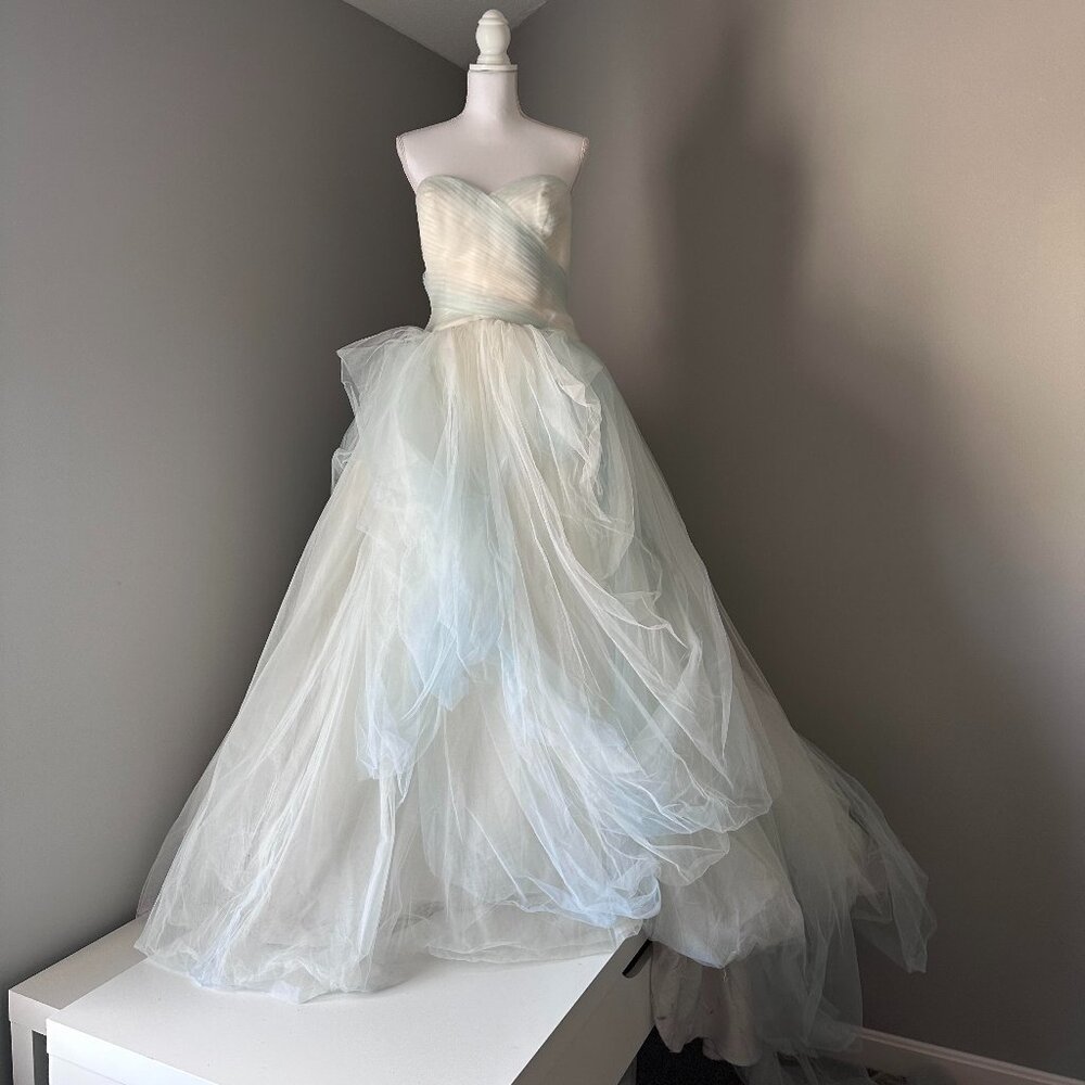 SOLD - Vera Wang Rare White and Blue Ombre Tulle Wedding Dress